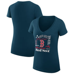 Boston Red Sox G-III 4Her by Carl Banks Women's Super-Slim Fit Lightweight Collage Team Graphic V-Neck T-Shirt - MLB T-shirts