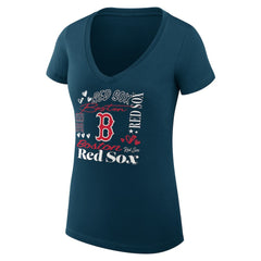 Boston Red Sox G-III 4Her by Carl Banks Women's Super-Slim Fit Lightweight Collage Team Graphic V-Neck T-Shirt - MLB T-shirts