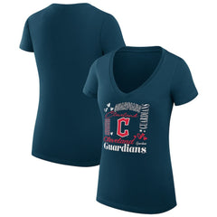 Cleveland Guardians G-III 4Her by Carl Banks Women's Super-Slim Fit Lightweight Collage Team Graphic V-Neck T-Shirt - MLB T-shirts