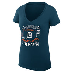 Detroit Tigers G-III 4Her by Carl Banks Women's Super-Slim Fit Lightweight Collage Team Graphic V-Neck T-Shirt - MLB T-shirts