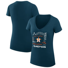 Houston Astros G-III 4Her by Carl Banks Women's Super-Slim Fit Lightweight Collage Team Graphic V-Neck T-Shirt - MLB T-shirts