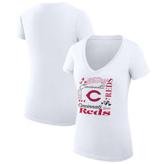 Cincinnati Reds G-III 4Her by Carl Banks Women's Super-Slim Fit Lightweight Collage Team Graphic V-Neck T-Shirt - MLB T-shirts