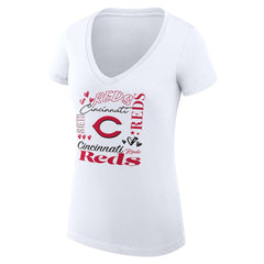 Cincinnati Reds G-III 4Her by Carl Banks Women's Super-Slim Fit Lightweight Collage Team Graphic V-Neck T-Shirt - MLB T-shirts