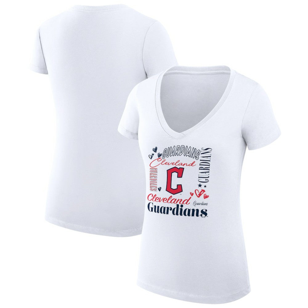 Cleveland Guardians G-III 4Her by Carl Banks Women's Super-Slim Fit Lightweight Collage Team Graphic V-Neck T-Shirt - MLB T-shirts