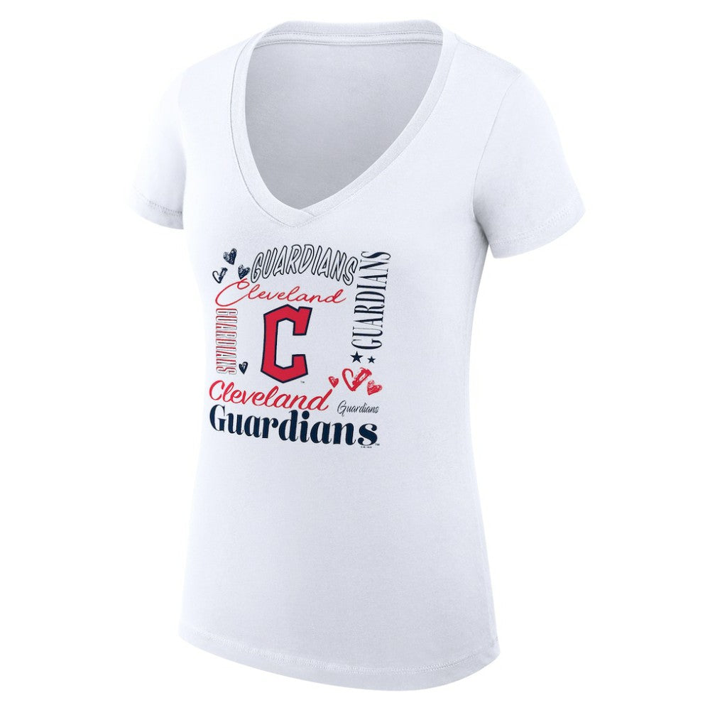 Cleveland Guardians G-III 4Her by Carl Banks Women's Super-Slim Fit Lightweight Collage Team Graphic V-Neck T-Shirt - MLB T-shirts