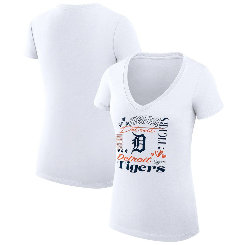 Detroit Tigers G-III 4Her by Carl Banks Women's Super-Slim Fit Lightweight Collage Team Graphic V-Neck T-Shirt - MLB T-shirts