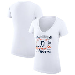 Detroit Tigers G-III 4Her by Carl Banks Women's Super-Slim Fit Lightweight Collage Team Graphic V-Neck T-Shirt - MLB T-shirts