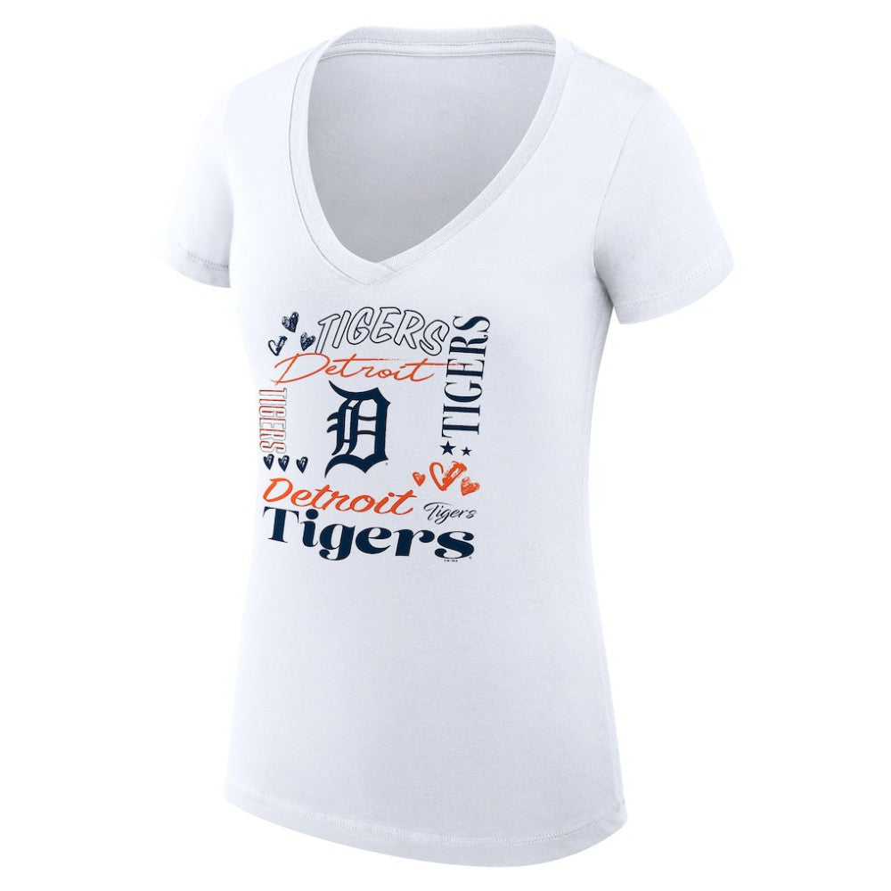 Detroit Tigers G-III 4Her by Carl Banks Women's Super-Slim Fit Lightweight Collage Team Graphic V-Neck T-Shirt - MLB T-shirts