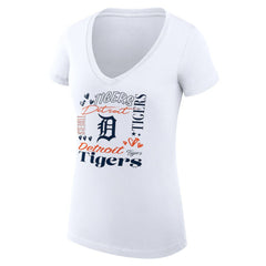 Detroit Tigers G-III 4Her by Carl Banks Women's Super-Slim Fit Lightweight Collage Team Graphic V-Neck T-Shirt - MLB T-shirts