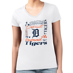 Detroit Tigers G-III 4Her by Carl Banks Women's Super-Slim Fit Lightweight Collage Team Graphic V-Neck T-Shirt - MLB T-shirts