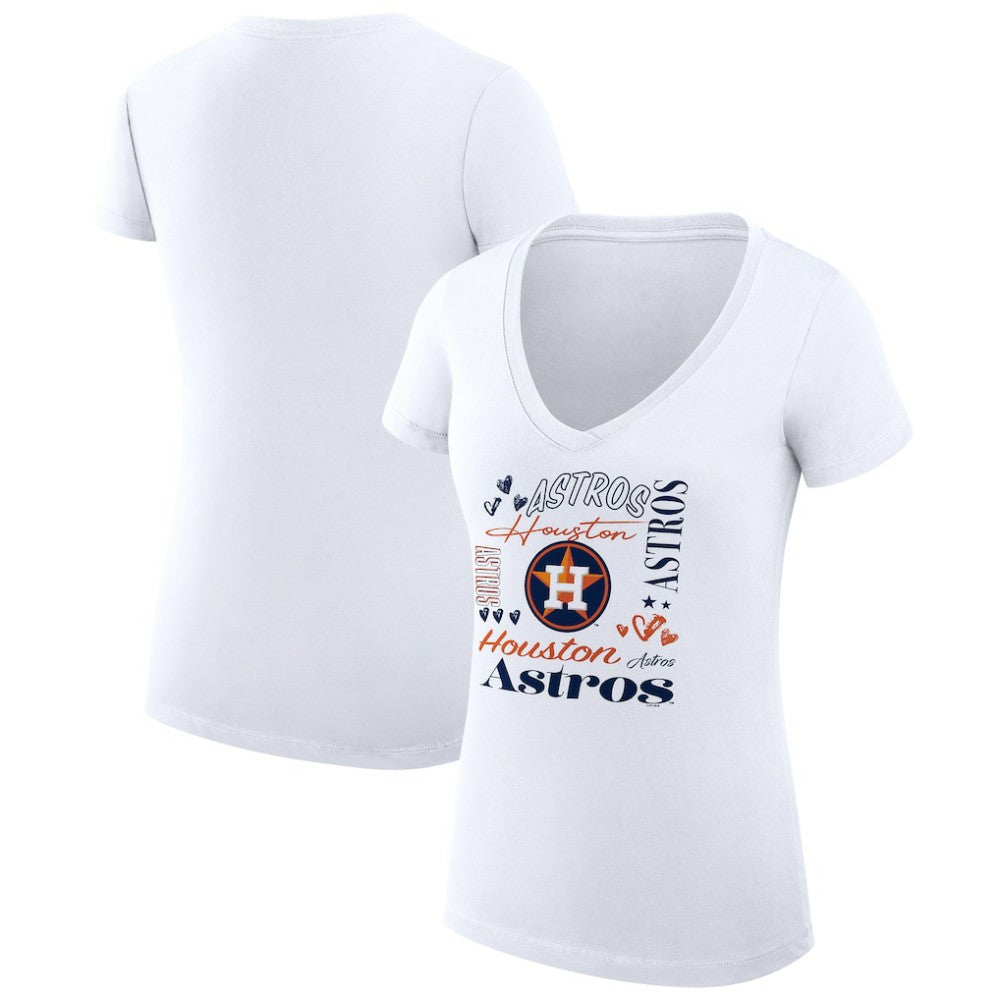 Houston Astros G-III 4Her by Carl Banks Women's Super-Slim Fit Lightweight Collage Team Graphic V-Neck T-Shirt - MLB T-shirts