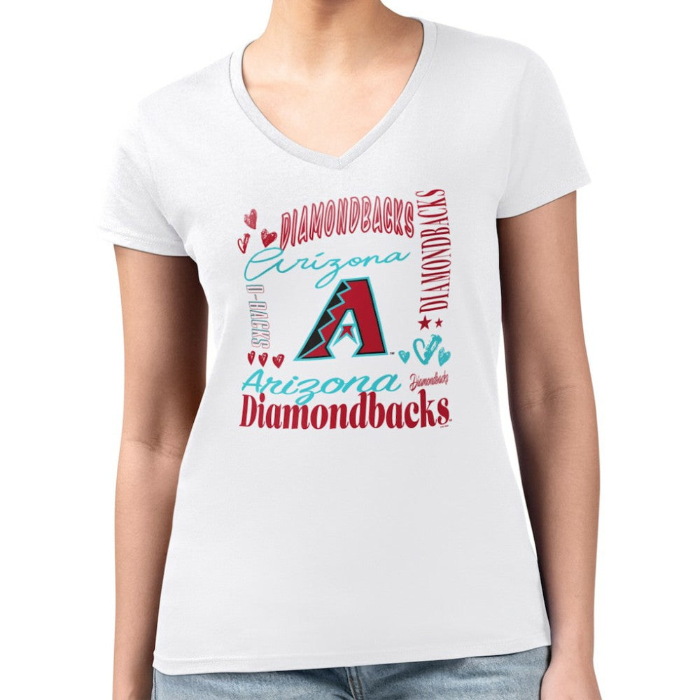 Arizona Diamondbacks G-III 4Her by Carl Banks Women's Super-Slim Fit Lightweight Collage Team Graphic V-Neck T-Shirt - MLB T-shirts