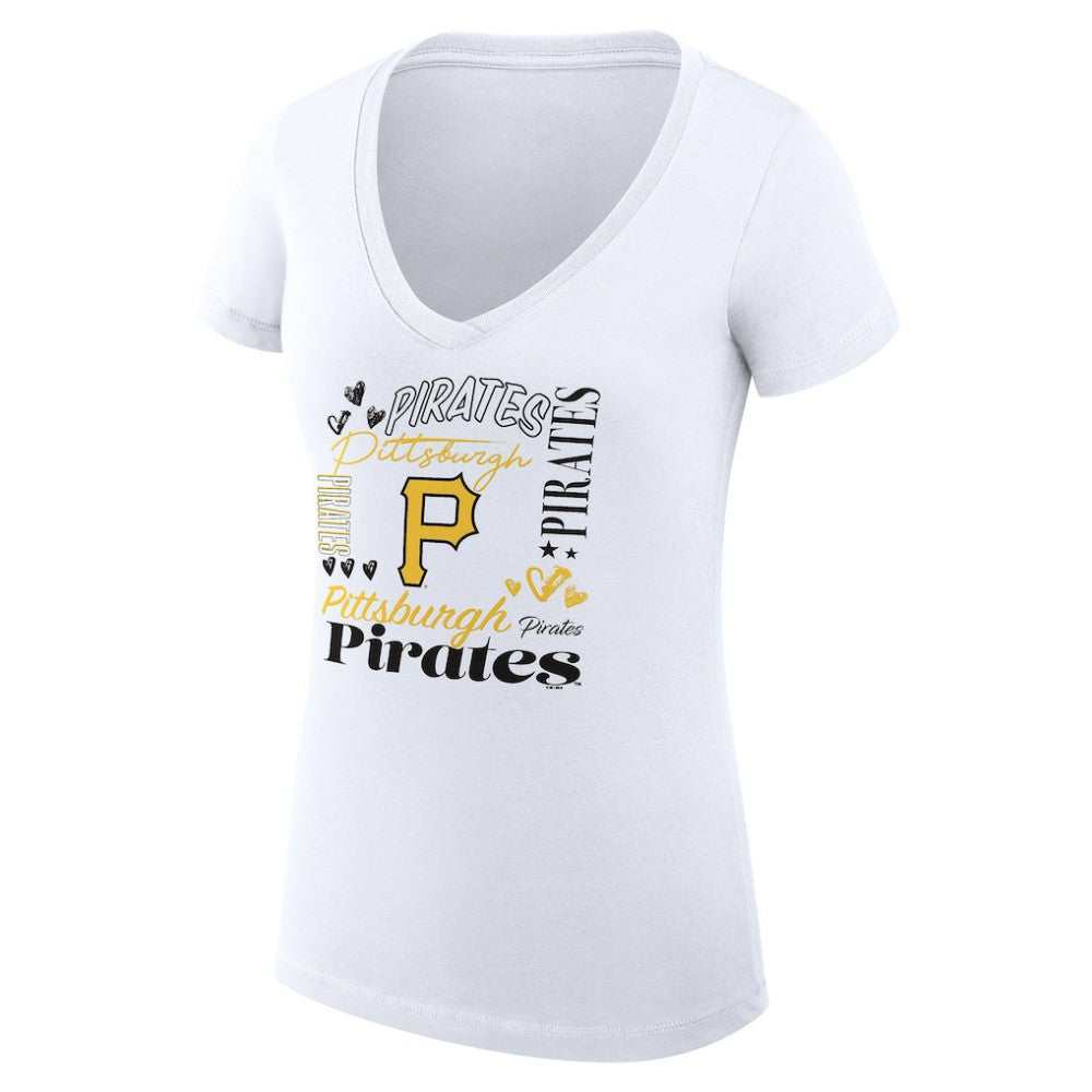 Pittsburgh Pirates G-III 4Her by Carl Banks Women's Super-Slim Fit Lightweight Collage Team Graphic V-Neck T-Shirt - MLB T-shirts