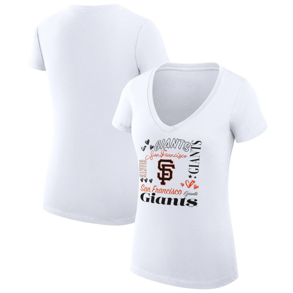 San Francisco Giants G-III 4Her by Carl Banks Women's Super-Slim Fit Lightweight Collage Team Graphic V-Neck T-Shirt - MLB T-shirts