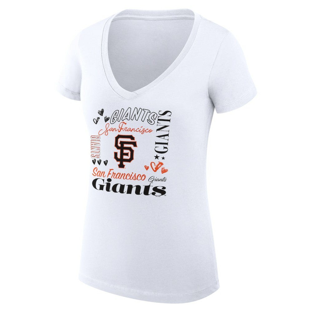 San Francisco Giants G-III 4Her by Carl Banks Women's Super-Slim Fit Lightweight Collage Team Graphic V-Neck T-Shirt - MLB T-shirts