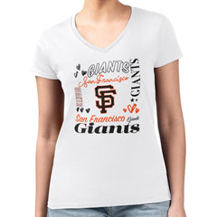 San Francisco Giants G-III 4Her by Carl Banks Women's Super-Slim Fit Lightweight Collage Team Graphic V-Neck T-Shirt - MLB T-shirts