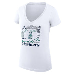 Seattle Mariners G-III 4Her by Carl Banks Women's Super-Slim Fit Lightweight Collage Team Graphic V-Neck T-Shirt - MLB T-shirts
