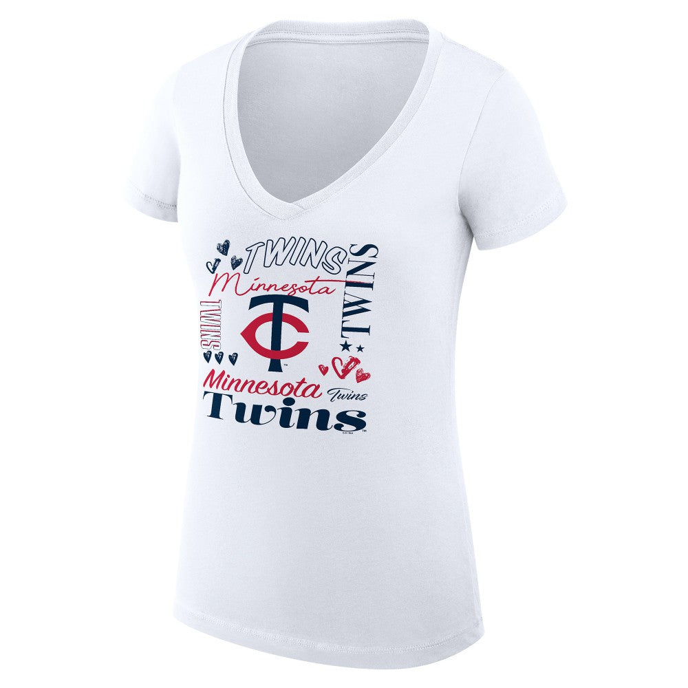 Minnesota Twins G-III 4Her by Carl Banks Women's Super-Slim Fit Lightweight Collage Team Graphic V-Neck T-Shirt - MLB T-shirts