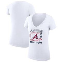 Atlanta Braves G-III 4Her by Carl Banks Women's Super-Slim Fit Lightweight Collage Team Graphic V-Neck T-Shirt - MLB T-shirts