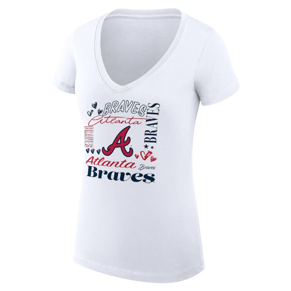 Atlanta Braves G-III 4Her by Carl Banks Women's Super-Slim Fit Lightweight Collage Team Graphic V-Neck T-Shirt - MLB T-shirts