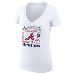 Atlanta Braves G-III 4Her by Carl Banks Women's Super-Slim Fit Lightweight Collage Team Graphic V-Neck T-Shirt - MLB T-shirts