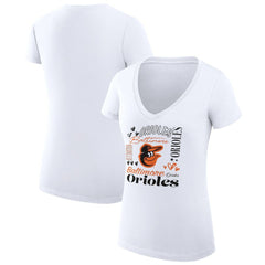 Baltimore Orioles G-III 4Her by Carl Banks Women's Super-Slim Fit Lightweight Collage Team Graphic V-Neck T-Shirt - MLB T-shirts