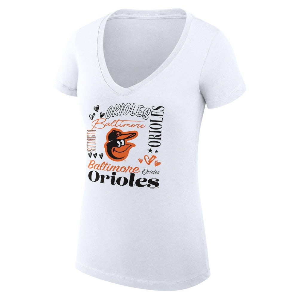 Baltimore Orioles G-III 4Her by Carl Banks Women's Super-Slim Fit Lightweight Collage Team Graphic V-Neck T-Shirt - MLB T-shirts