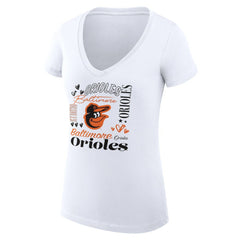 Baltimore Orioles G-III 4Her by Carl Banks Women's Super-Slim Fit Lightweight Collage Team Graphic V-Neck T-Shirt - MLB T-shirts