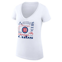 Chicago Cubs G-III 4Her by Carl Banks Women's Super-Slim Fit Lightweight Collage Team Graphic V-Neck T-Shirt - MLB T-shirts