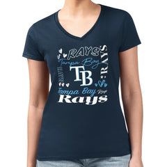 Tampa Bay Rays G-III 4Her by Carl Banks Women's Super-Slim Fit Lightweight Collage Team Graphic V-Neck T-Shirt - MLB T-shirts