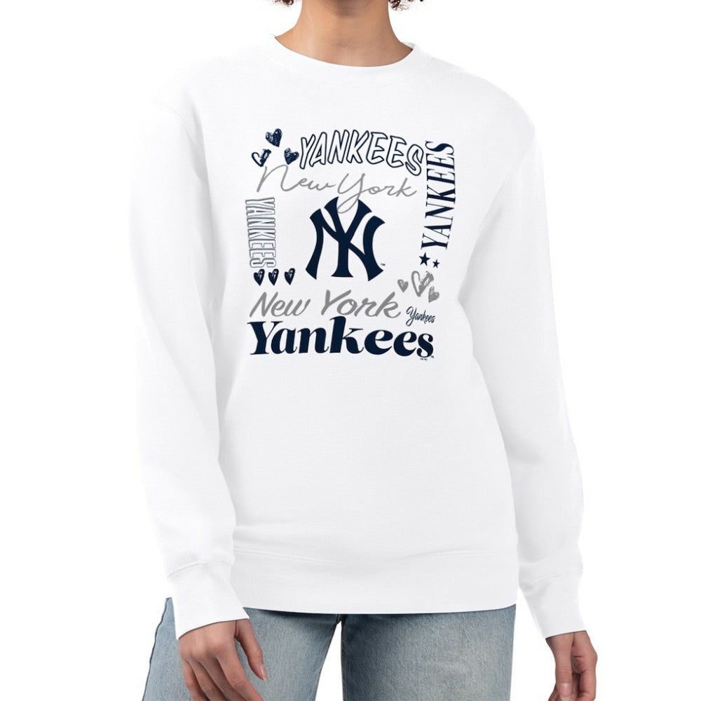 New York Yankees G-III 4Her by Carl Banks Women's Collage Team Graphic Fleece Pullover Hoodie - MLB Hoodies