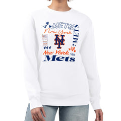 New York Mets G-III 4Her by Carl Banks Women's Collage Team Graphic Fleece Pullover Hoodie - MLB Hoodies