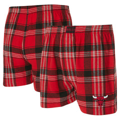 Red Chicago Bulls Concepts Sport Region Flannel Boxer Short | NBA