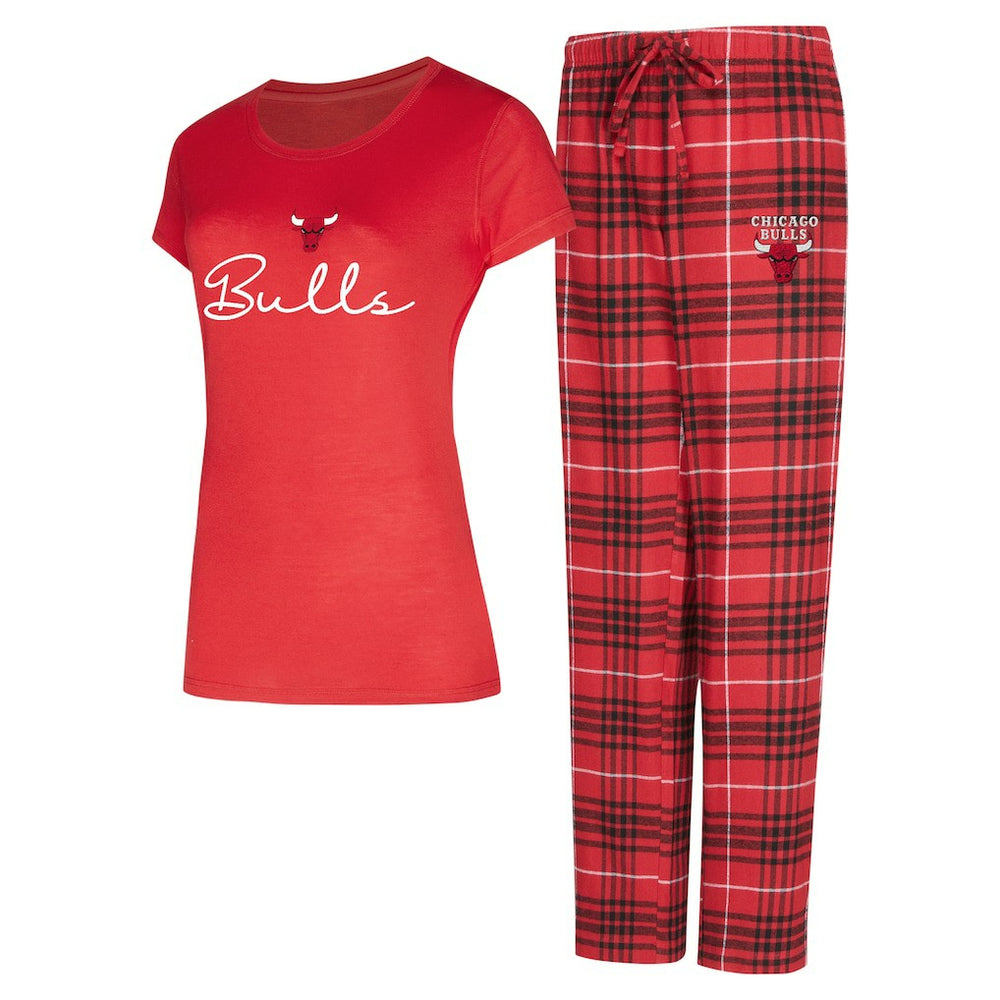 Red/Black Chicago Bulls Concepts Sport Women's Vector Top & Flannel Pants Sleep Set | NBA