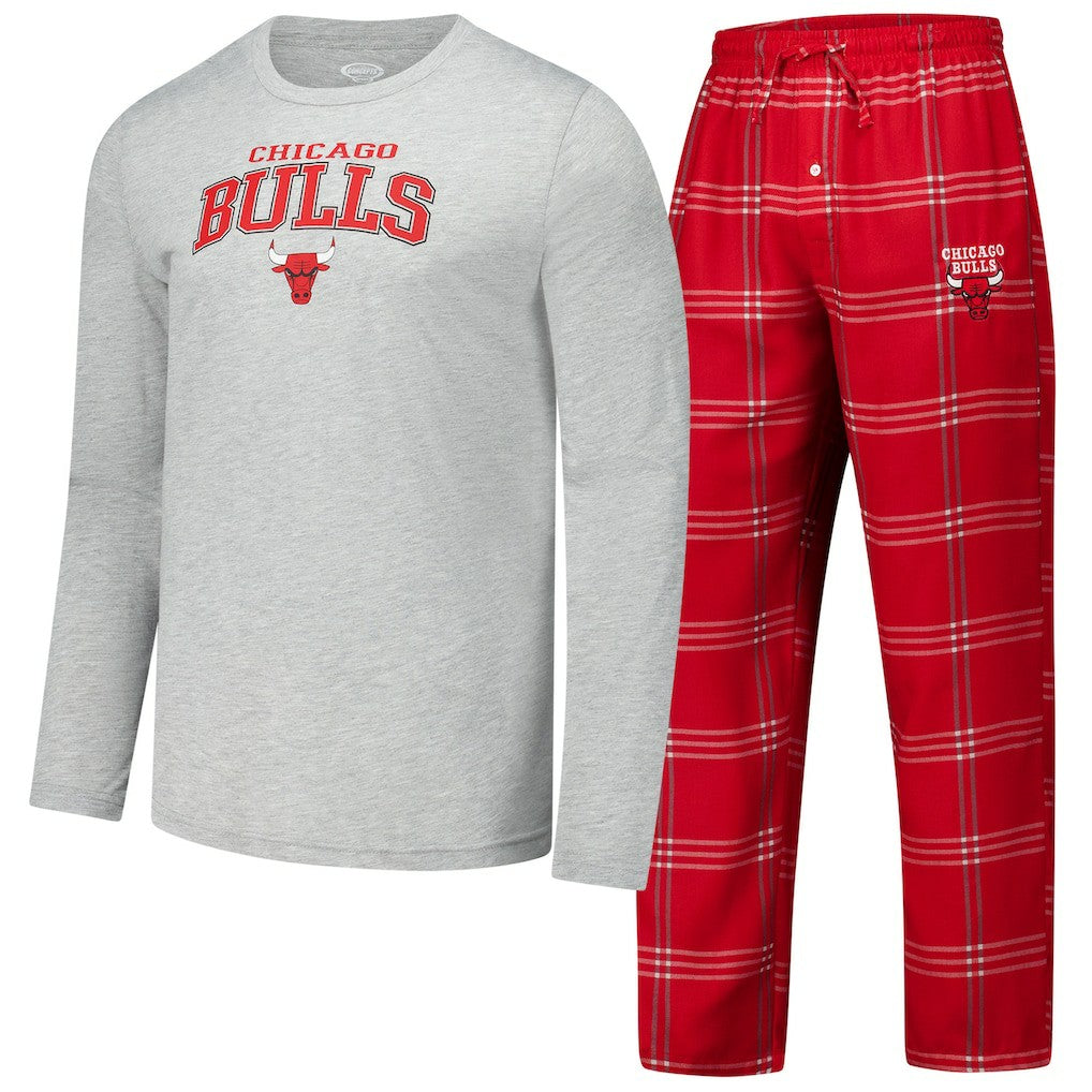 Red Chicago Bulls Concepts Sport Petition Long Sleeve Top and Plaid Pant Set | NBA