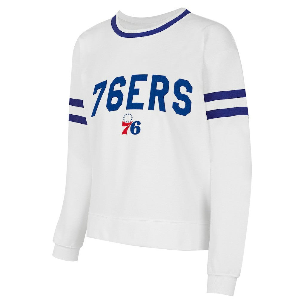 White Philadelphia 76ers Concepts Sport Women's Borough Pullover Sweatshirt | NBA