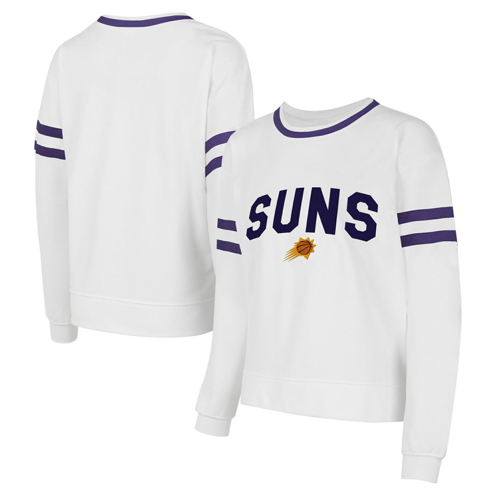 White Phoenix Suns Concepts Sport Women's Borough Pullover Sweatshirt | NBA