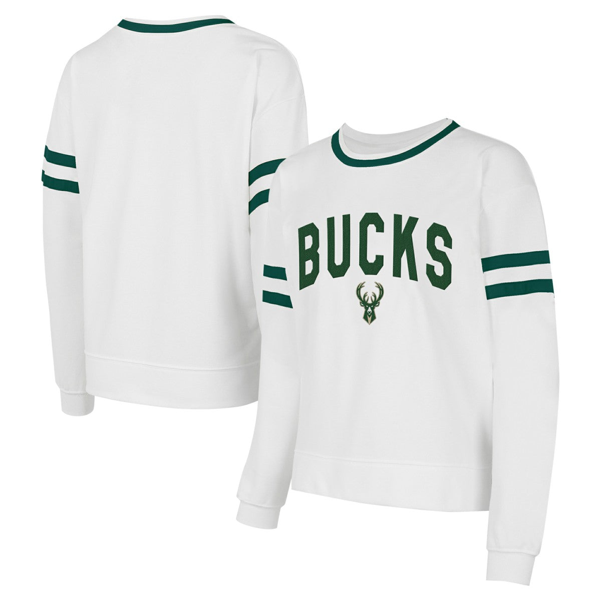 White Milwaukee Bucks Concepts Sport Women's Borough Pullover Sweatshirt | NBA