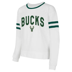 White Milwaukee Bucks Concepts Sport Women's Borough Pullover Sweatshirt | NBA