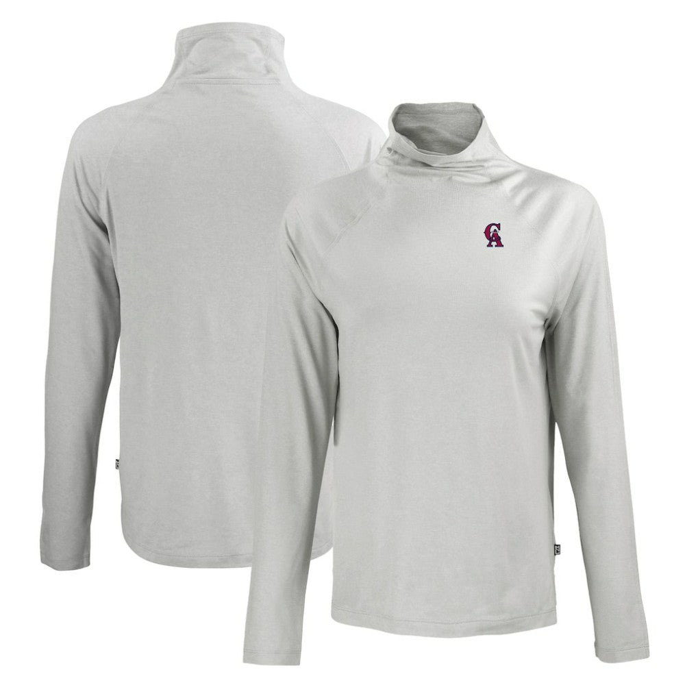 California Angels Cutter & Buck Women's Cooperstown Collection Coastline Epic Comfort Eco Recycled Funnel Neck Raglan Pullover Top - MLB Pullover