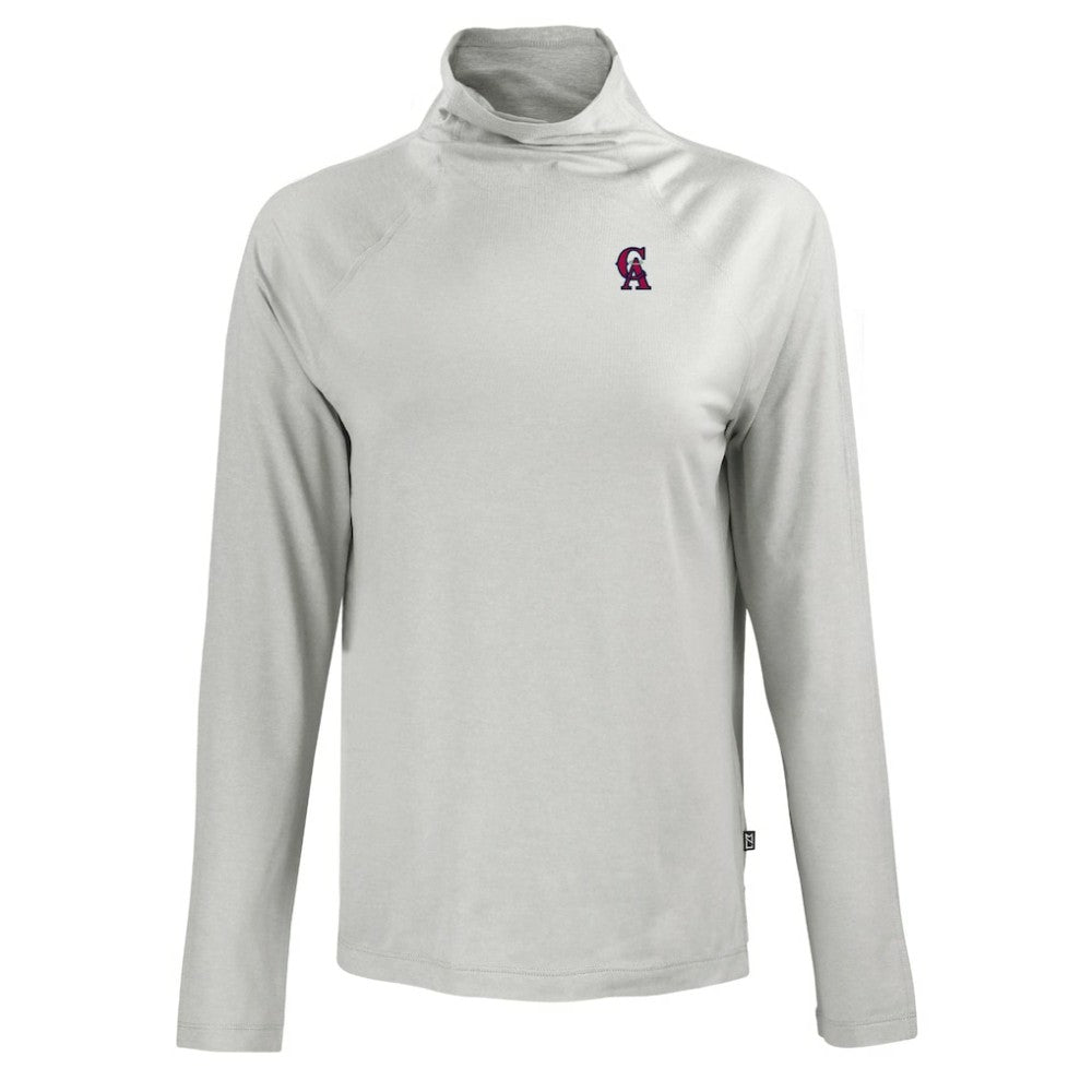 California Angels Cutter & Buck Women's Cooperstown Collection Coastline Epic Comfort Eco Recycled Funnel Neck Raglan Pullover Top - MLB Pullover