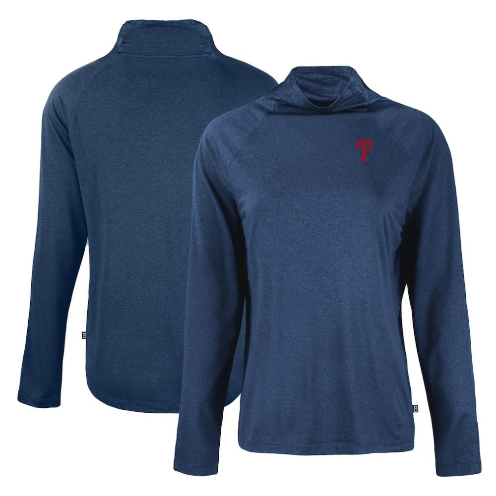 Philadelphia Phillies Cutter & Buck Women's  Coastline Epic Comfort Eco Recycled Funnel Neck Raglan Pullover Top - MLB Pullover