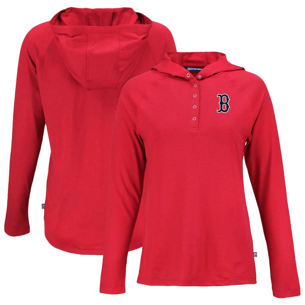 Boston Red Sox Cutter & Buck Women's  Coastline Epic Comfort Eco Recycled Hoodie Raglan Long Sleeve T-Shirt - MLB Hoodies