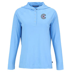Chicago Cubs Cutter & Buck Women's City Connect Coastline Epic Comfort Eco Recycled Hoodie Raglan Long Sleeve T-Shirt - MLB Hoodies