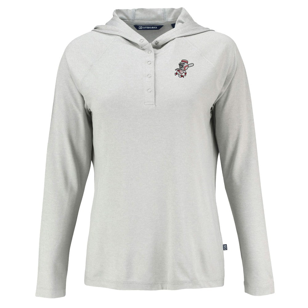 Cincinnati Reds Cutter & Buck Women's Cooperstown Collection Coastline Epic Comfort Eco Recycled Hoodie Raglan Long Sleeve T-Shirt - MLB Hoodies