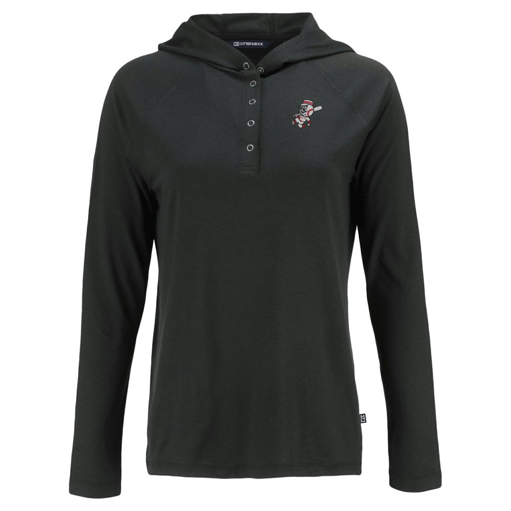 Cincinnati Reds Cutter & Buck Women's Cooperstown Collection Coastline Epic Comfort Eco Recycled Hoodie Raglan Long Sleeve T-Shirt - MLB Hoodies