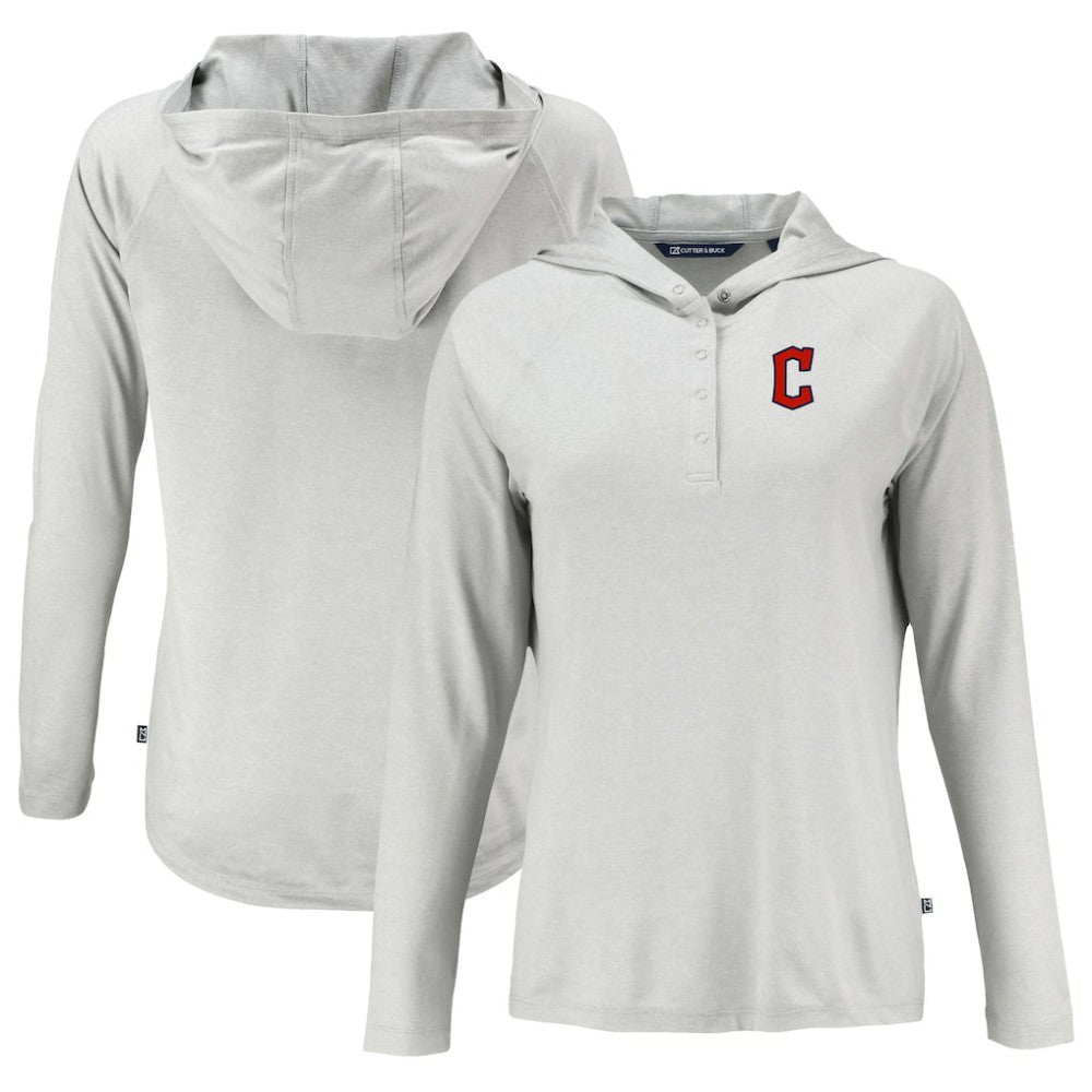 Cleveland Guardians Cutter & Buck Women's  Coastline Epic Comfort Eco Recycled Hoodie Raglan Long Sleeve T-Shirt - MLB Hoodies