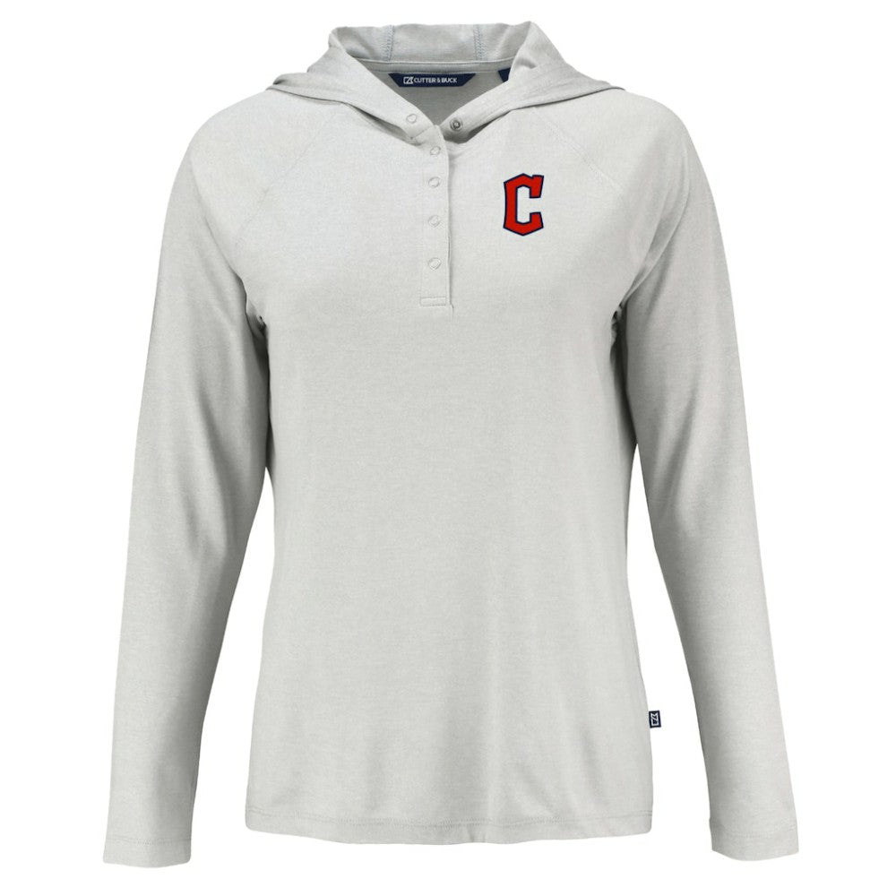 Cleveland Guardians Cutter & Buck Women's  Coastline Epic Comfort Eco Recycled Hoodie Raglan Long Sleeve T-Shirt - MLB Hoodies