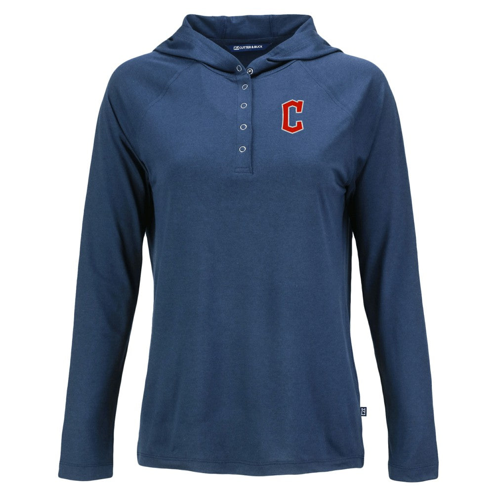 Cleveland Guardians Cutter & Buck Women's  Coastline Epic Comfort Eco Recycled Hoodie Raglan Long Sleeve T-Shirt - MLB Hoodies