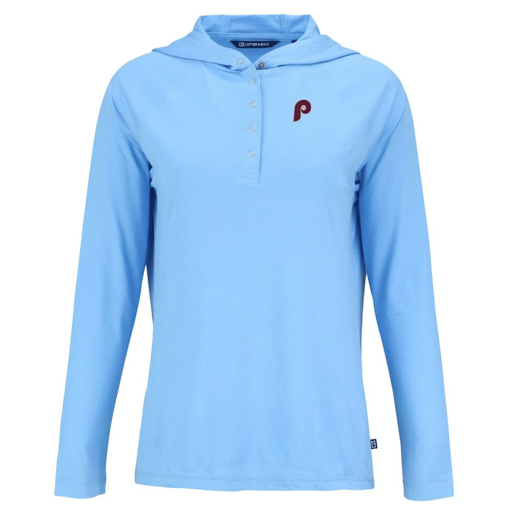 Philadelphia Phillies Cutter & Buck Women's Cooperstown Collection Coastline Epic Comfort Eco Recycled Hoodie Raglan Long Sleeve T-Shirt - MLB Hoodies